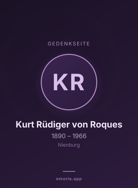 Gedenkportrait von Kurt Rüdiger von Roques