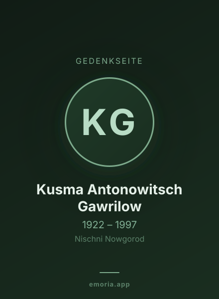 Gedenkportrait von Kusma Antonowitsch Gawrilow