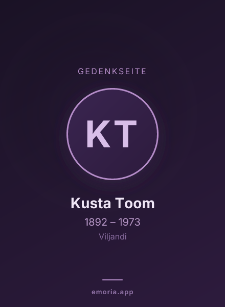 Gedenkportrait von Kusta Toom