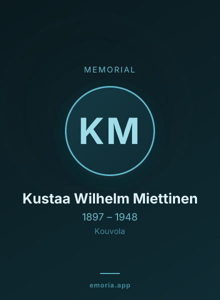 Memorial portrait of Kustaa Wilhelm Miettinen