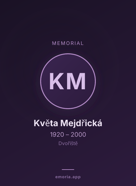 Memorial portrait of Květa Mejdřická