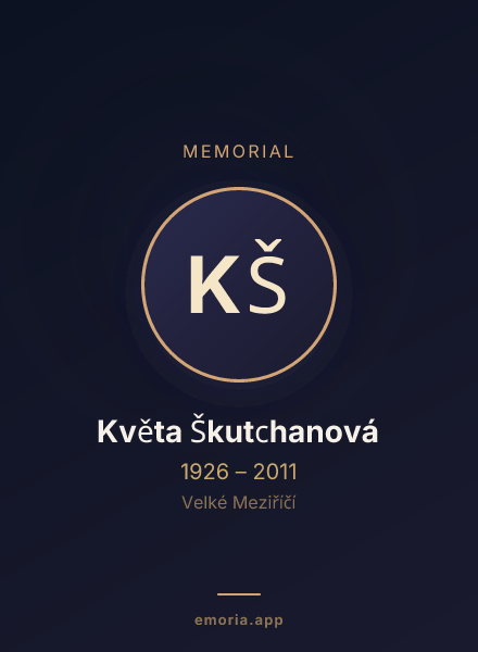 Memorial portrait of Květa Škutchanová