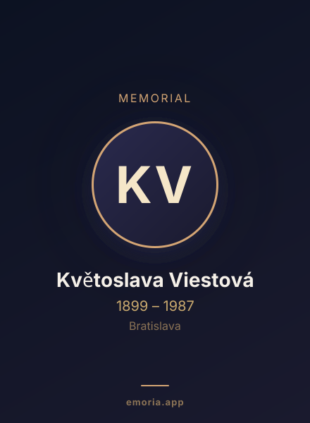 Memorial portrait of Květoslava Viestová