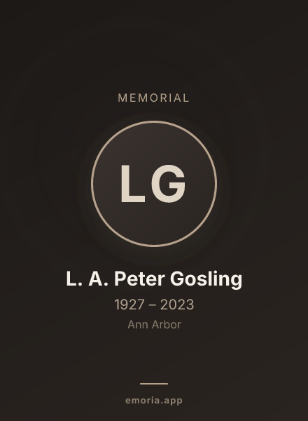 Memorial portrait of L. A. Peter Gosling