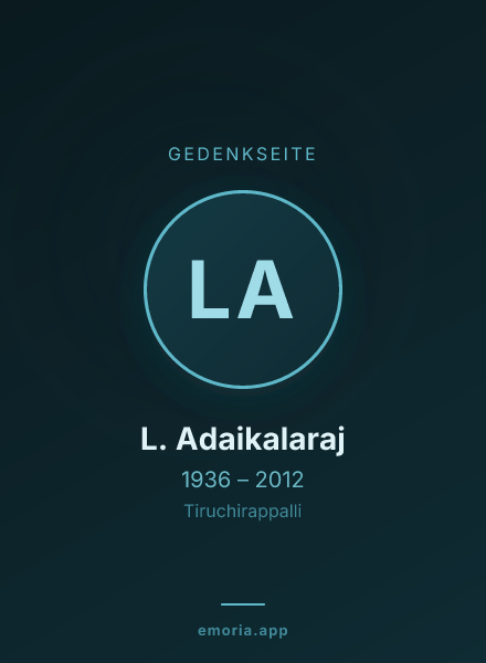 Gedenkportrait von L. Adaikalaraj