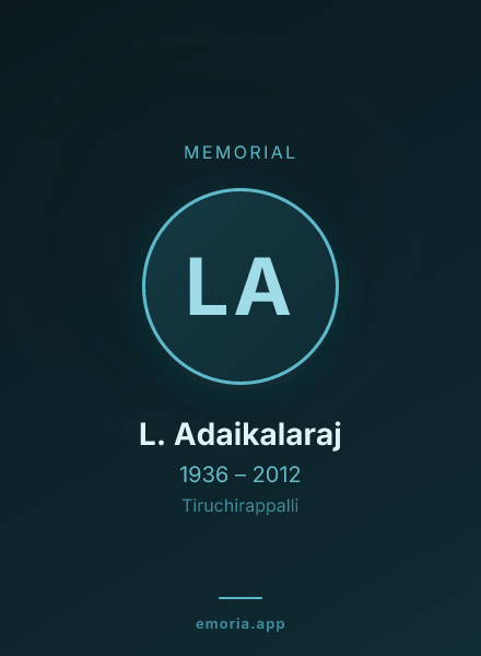 Memorial portrait of L. Adaikalaraj