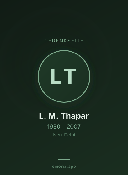 Gedenkportrait von L. M. Thapar