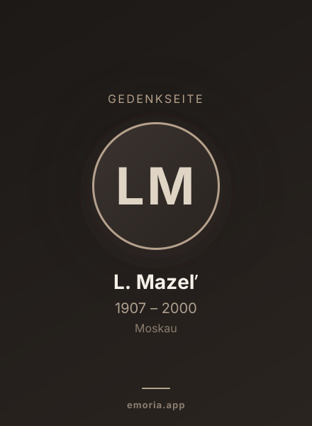 Gedenkportrait von L. Mazelʹ
