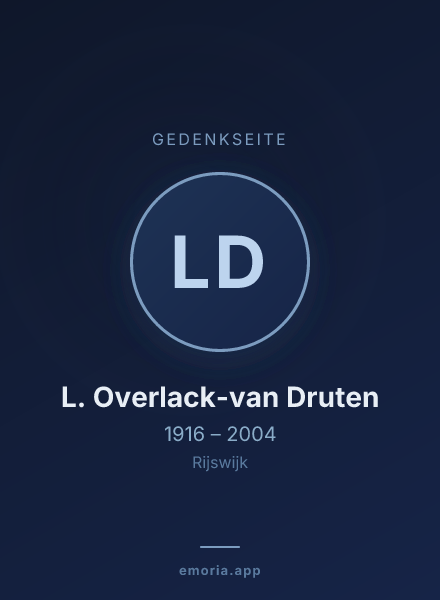 Gedenkportrait von L. Overlack-van Druten