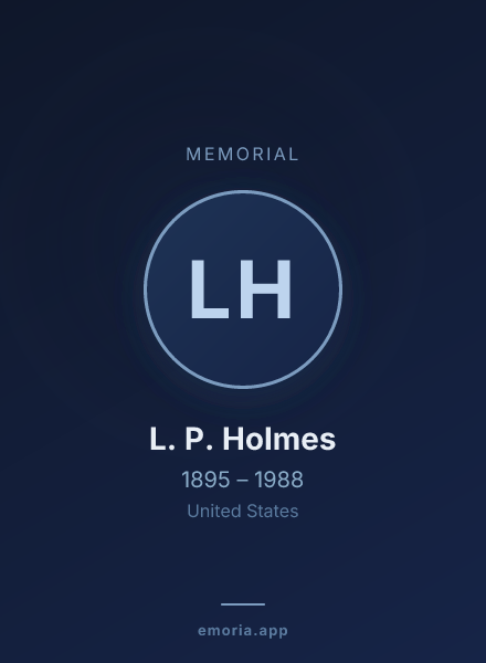 Memorial portrait of L. P. Holmes