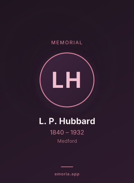 Memorial portrait of L. P. Hubbard