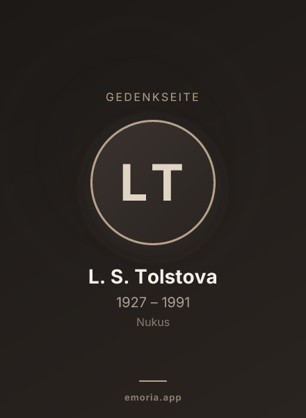 Gedenkportrait von L. S. Tolstova
