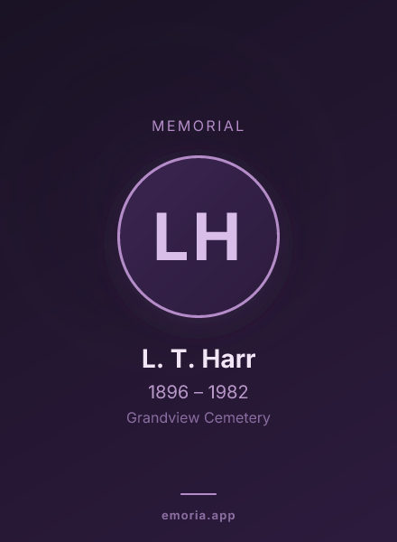 Memorial portrait of L. T. Harr