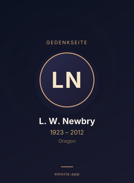 Gedenkportrait von L. W. Newbry