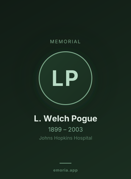 Memorial portrait of L. Welch Pogue