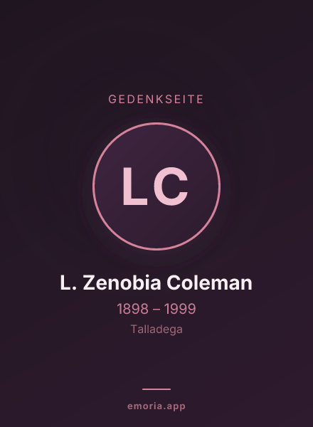 Gedenkportrait von L. Zenobia Coleman