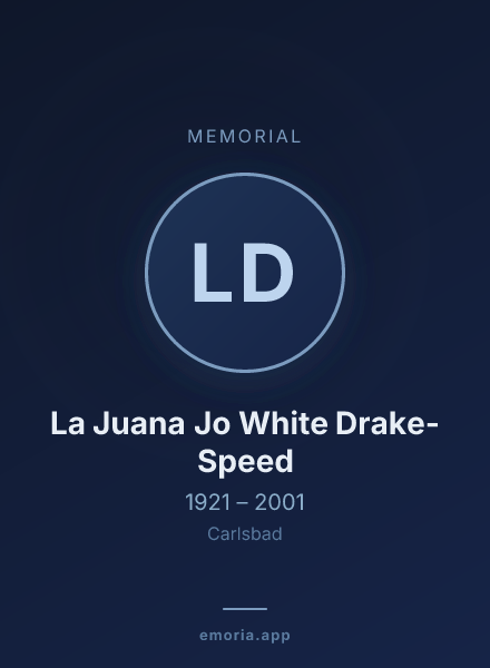 Memorial portrait of La Juana Jo White Drake-Speed