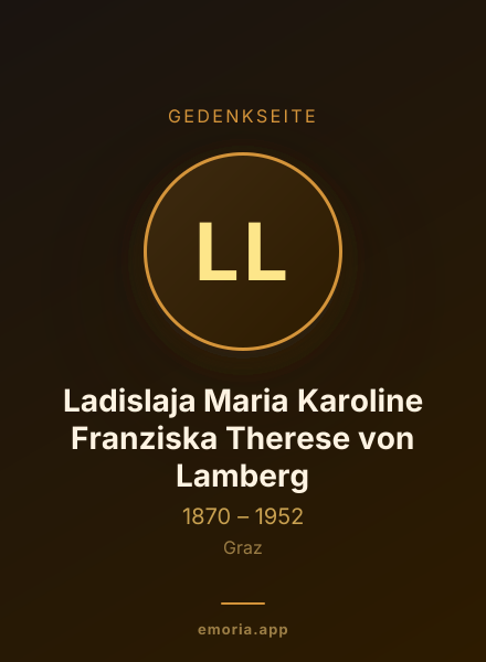 Gedenkportrait von Ladislaja Maria Karoline Franziska Therese von Lamberg