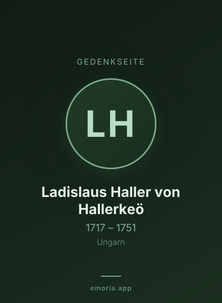 Gedenkportrait von Ladislaus Haller von Hallerkeö