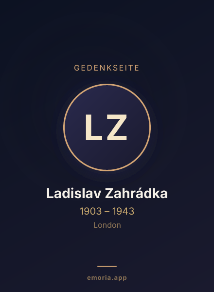 Gedenkportrait von Ladislav Zahrádka