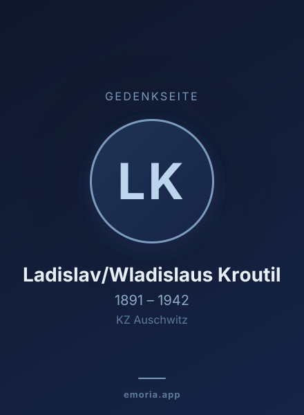 Gedenkportrait von Ladislav/Wladislaus Kroutil