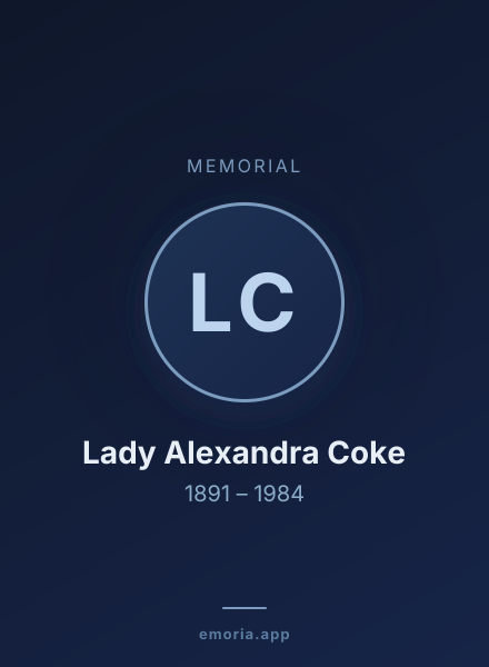 Memorial portrait of Lady Alexandra Coke
