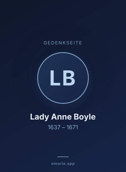 Gedenkportrait von Lady Anne Boyle