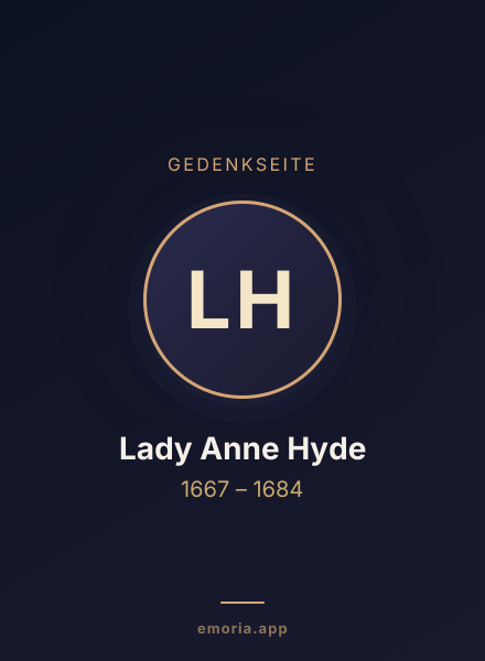 Gedenkportrait von Lady Anne Hyde