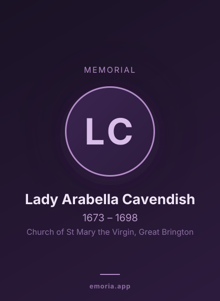 Memorial portrait of Lady Arabella Cavendish