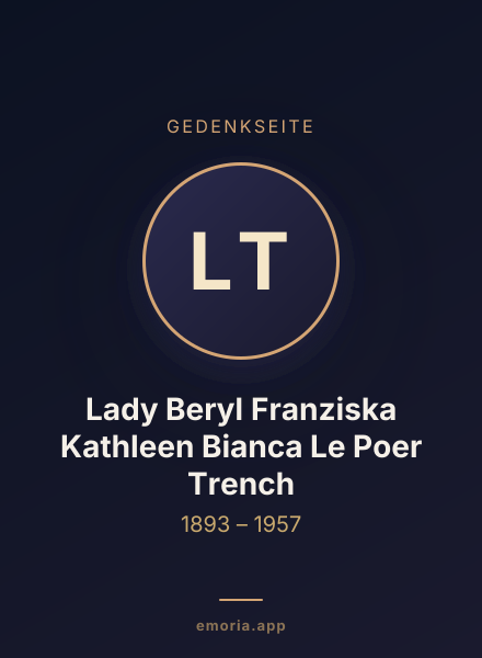 Gedenkportrait von Lady Beryl Franziska Kathleen Bianca Le Poer Trench
