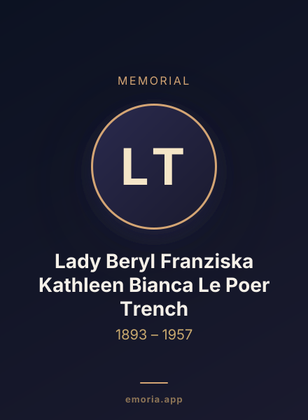 Memorial portrait of Lady Beryl Franziska Kathleen Bianca Le Poer Trench