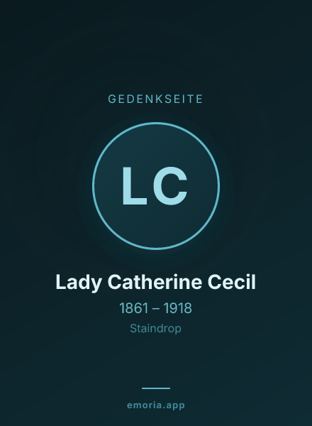Gedenkportrait von Lady Catherine Cecil