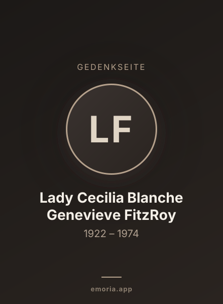 Gedenkportrait von Lady Cecilia Blanche Genevieve FitzRoy