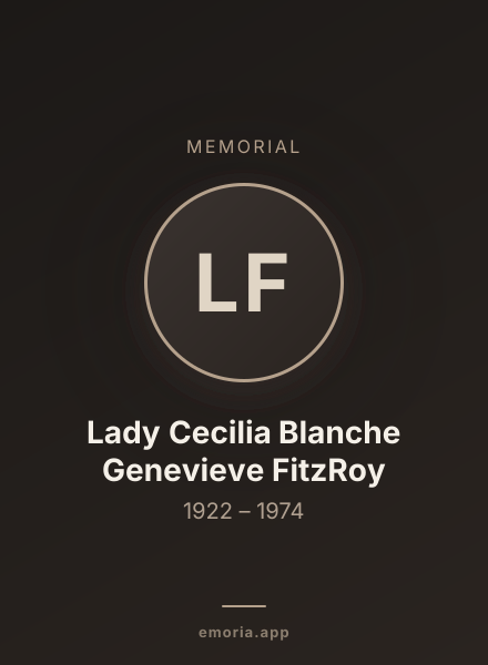 Memorial portrait of Lady Cecilia Blanche Genevieve FitzRoy