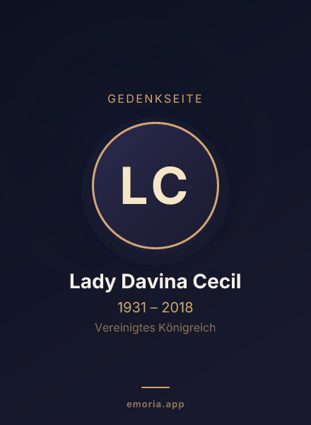 Gedenkportrait von Lady Davina Cecil