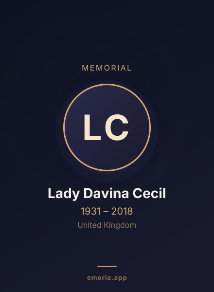 Memorial portrait of Lady Davina Cecil