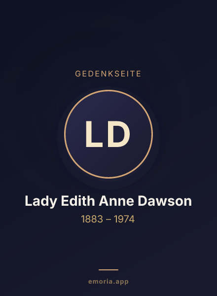 Gedenkportrait von Lady Edith Anne Dawson