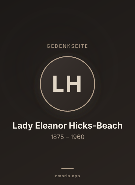 Gedenkportrait von Lady Eleanor Hicks-Beach