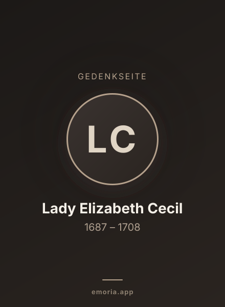 Gedenkportrait von Lady Elizabeth Cecil