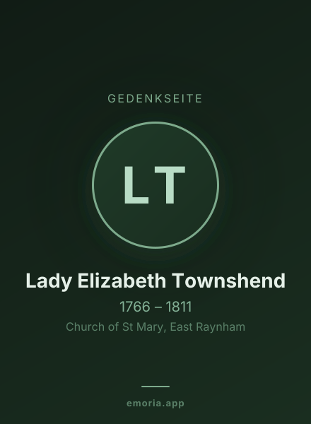 Gedenkportrait von Lady Elizabeth Townshend