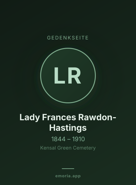 Gedenkportrait von Lady Frances Rawdon-Hastings