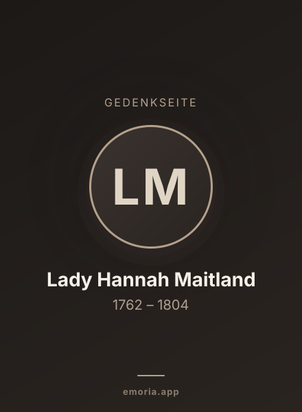 Gedenkportrait von Lady Hannah Maitland