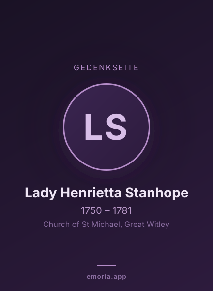Gedenkportrait von Lady Henrietta Stanhope