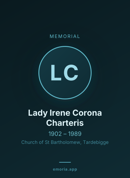 Memorial portrait of Lady Irene Corona Charteris