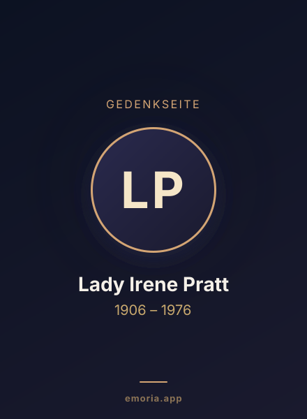 Gedenkportrait von Lady Irene Pratt