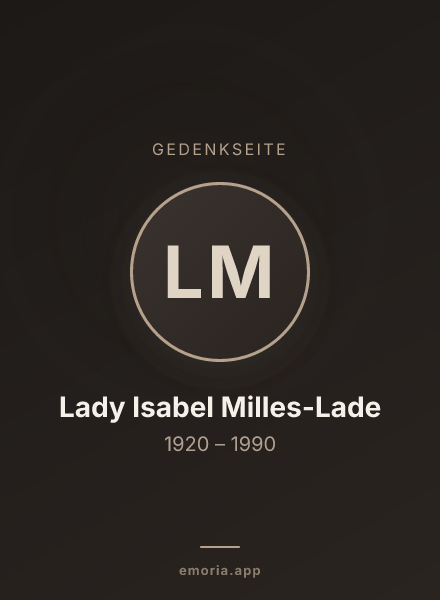 Gedenkportrait von Lady Isabel Milles-Lade