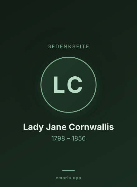 Gedenkportrait von Lady Jane Cornwallis