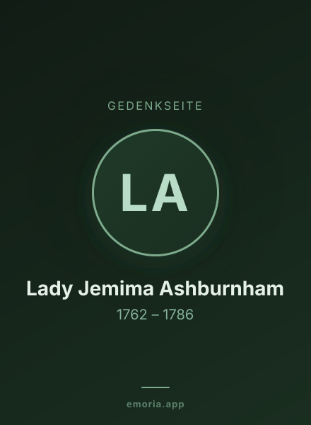 Gedenkportrait von Lady Jemima Ashburnham