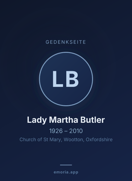 Gedenkportrait von Lady Martha Butler