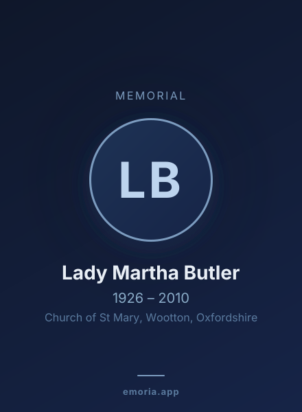 Memorial portrait of Lady Martha Butler